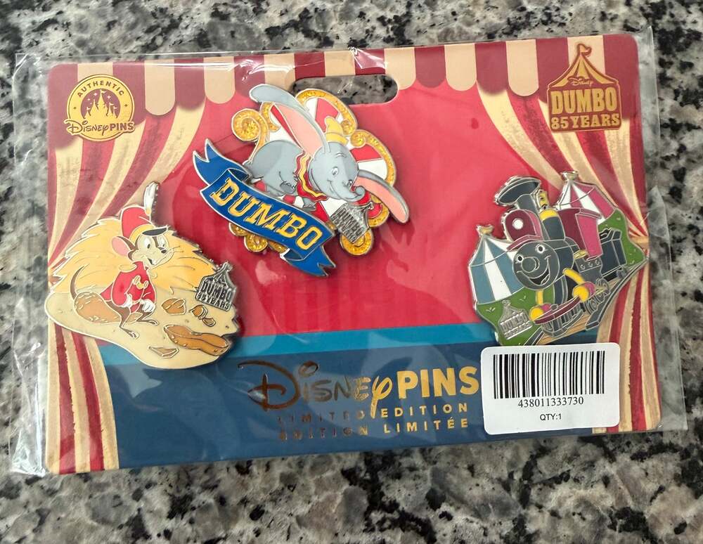 Disney Dumbo 85th Anniversary LE 3-pc Pin Set NWT